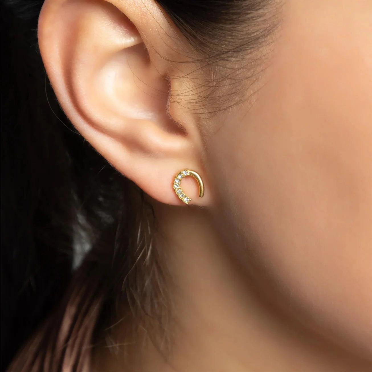 Mandy Horseshoe Pave Stud Earrings
