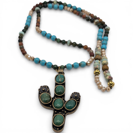 Lacey Cactus Stone Necklace