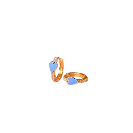 Sophie Enamel Heart Huggie Earrings