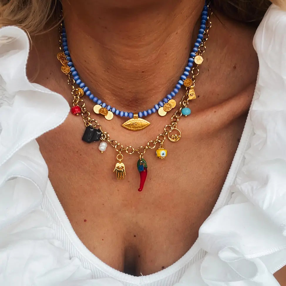 Leah Multi Charm Summer Necklace