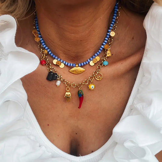 Leah Multi Charm Summer Necklace