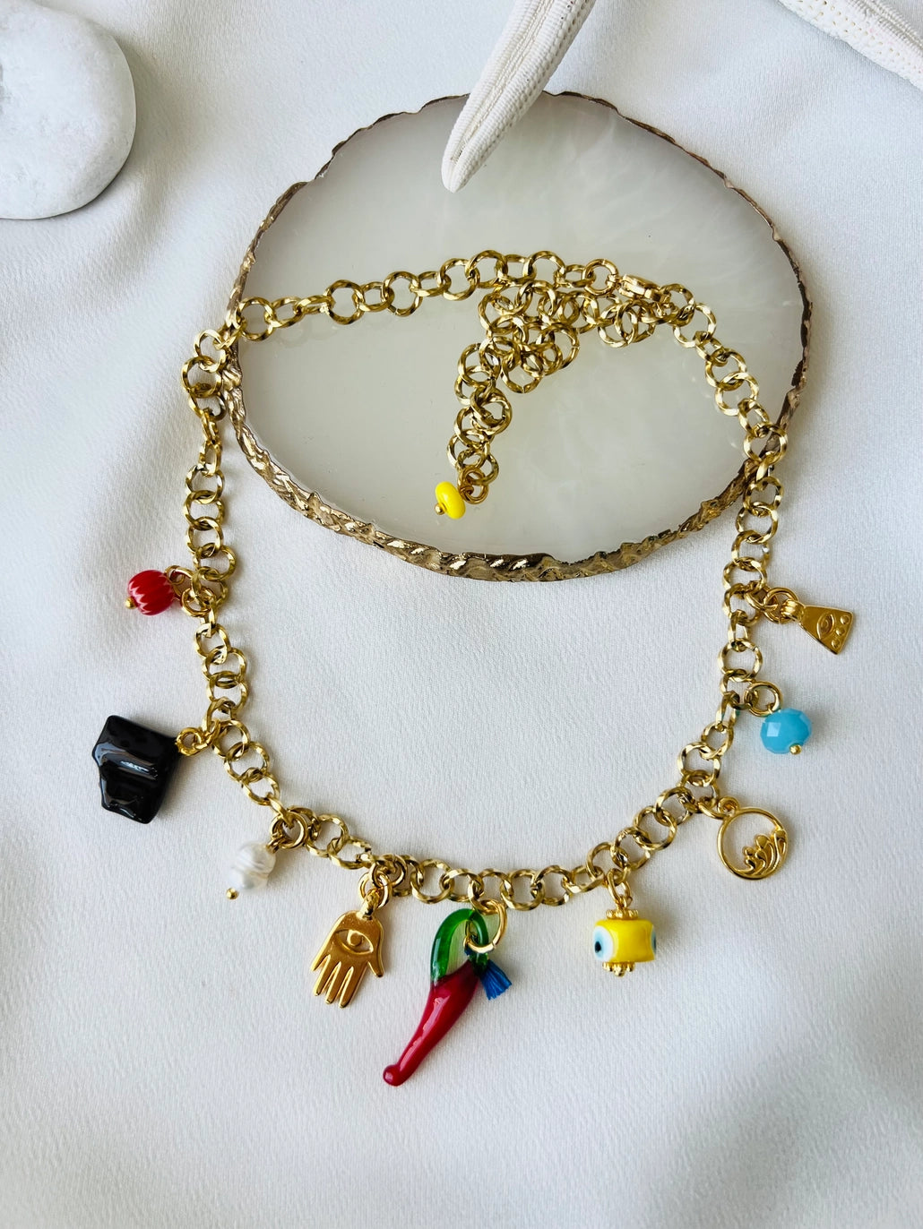 Leah Multi Charm Summer Necklace